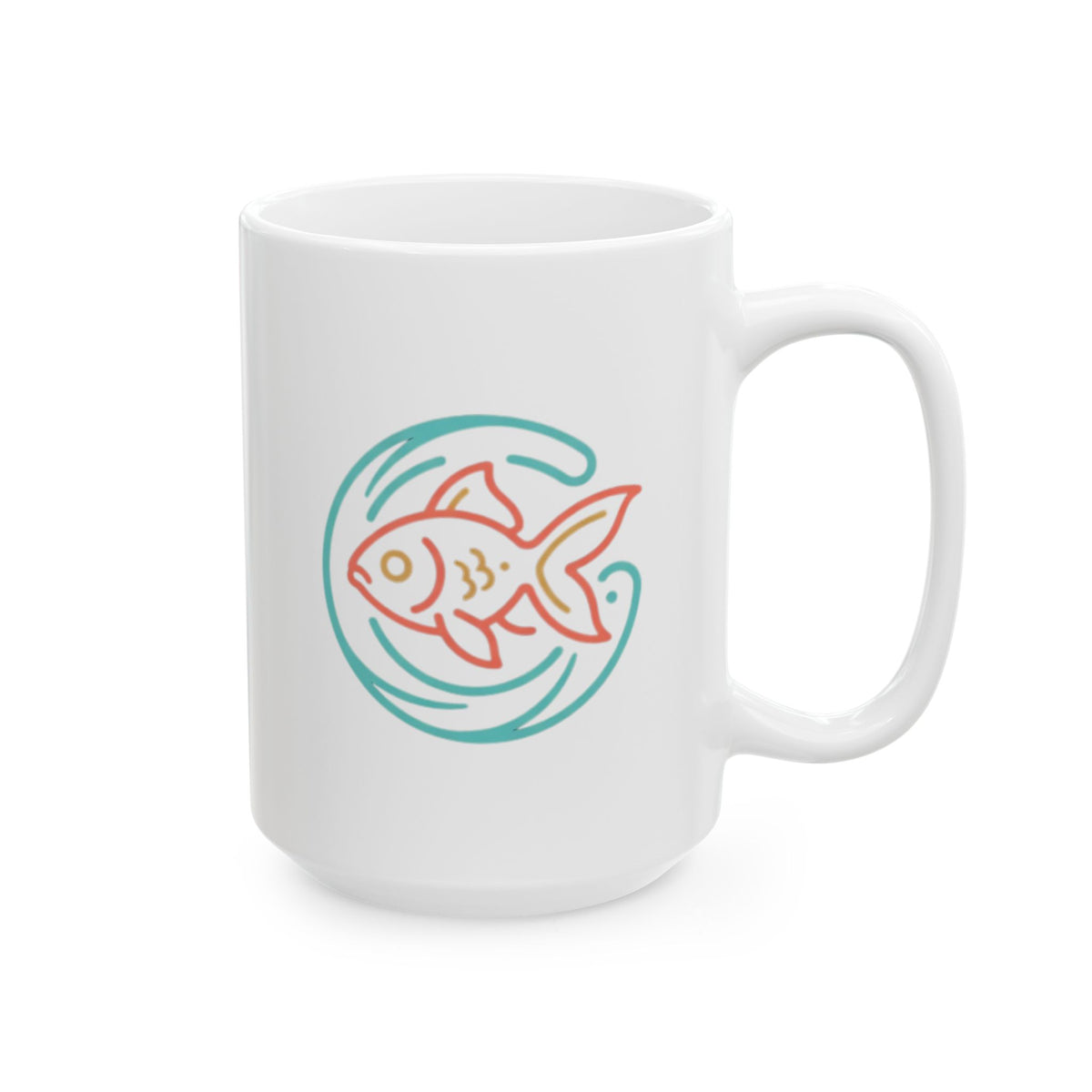"Go Fish" White Ceramic Mug — Graphic