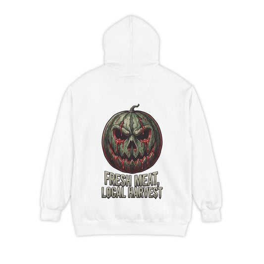 Color: White | Fresh Meat, Local Harvest Garment-Dyed Hoodie