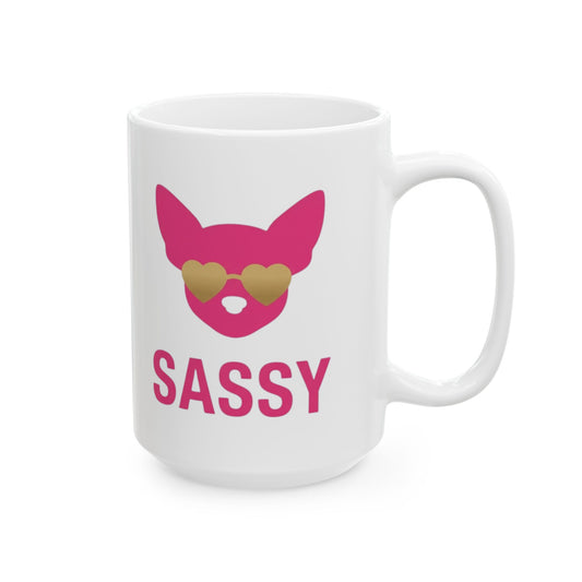 "Sassy Since Birth" White Ceramic Mug — Graphic