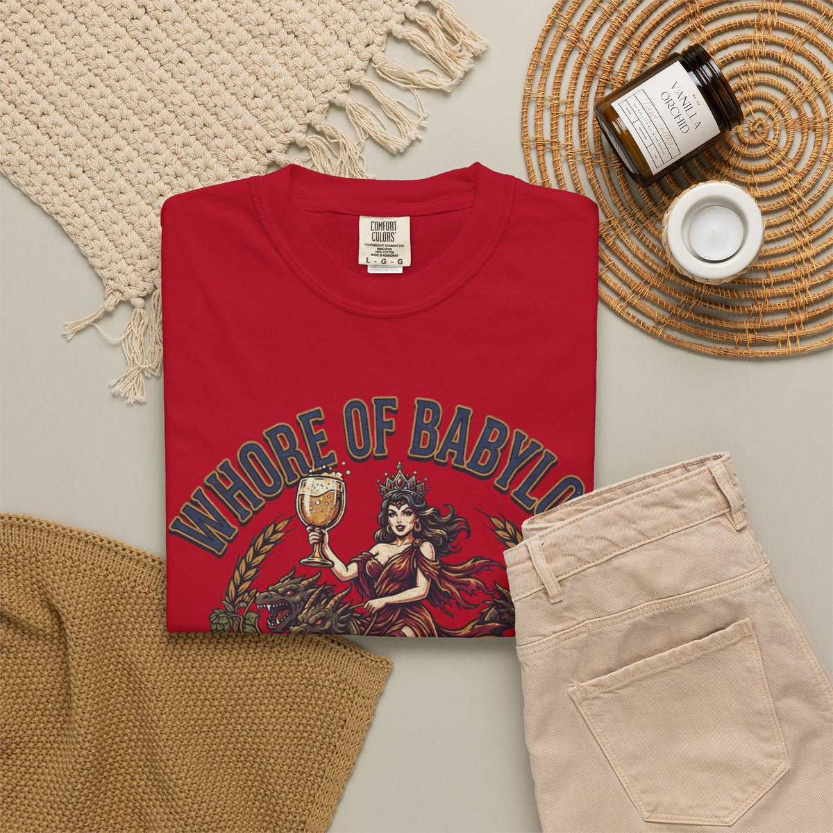 "Good Book Series Whore of Babylon" Unisex Garment-Dyed Tee