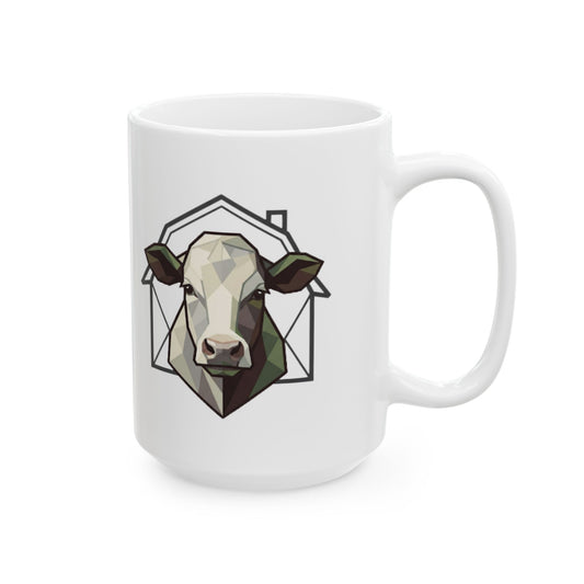"Barnyard Cow" White Ceramic Mug