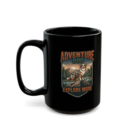 "Adventure Dog" Black Ceramic Mug