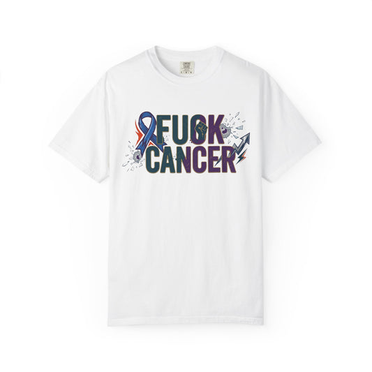 Color: White | Two Words for Cancer | Garment-Dyed Tee — AttitudeShirts