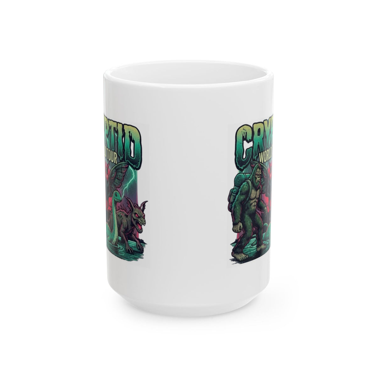 "Puzizia (Global-Cryptid Mashup) Cryptid World Tour" White Ceramic Mug