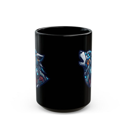 "Cyber Wolf" Black Ceramic Mug — Graphic
