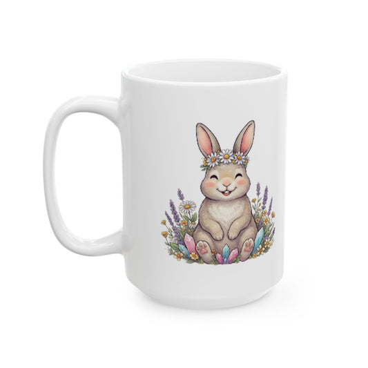 "Hippy Bunny" White Ceramic Mug