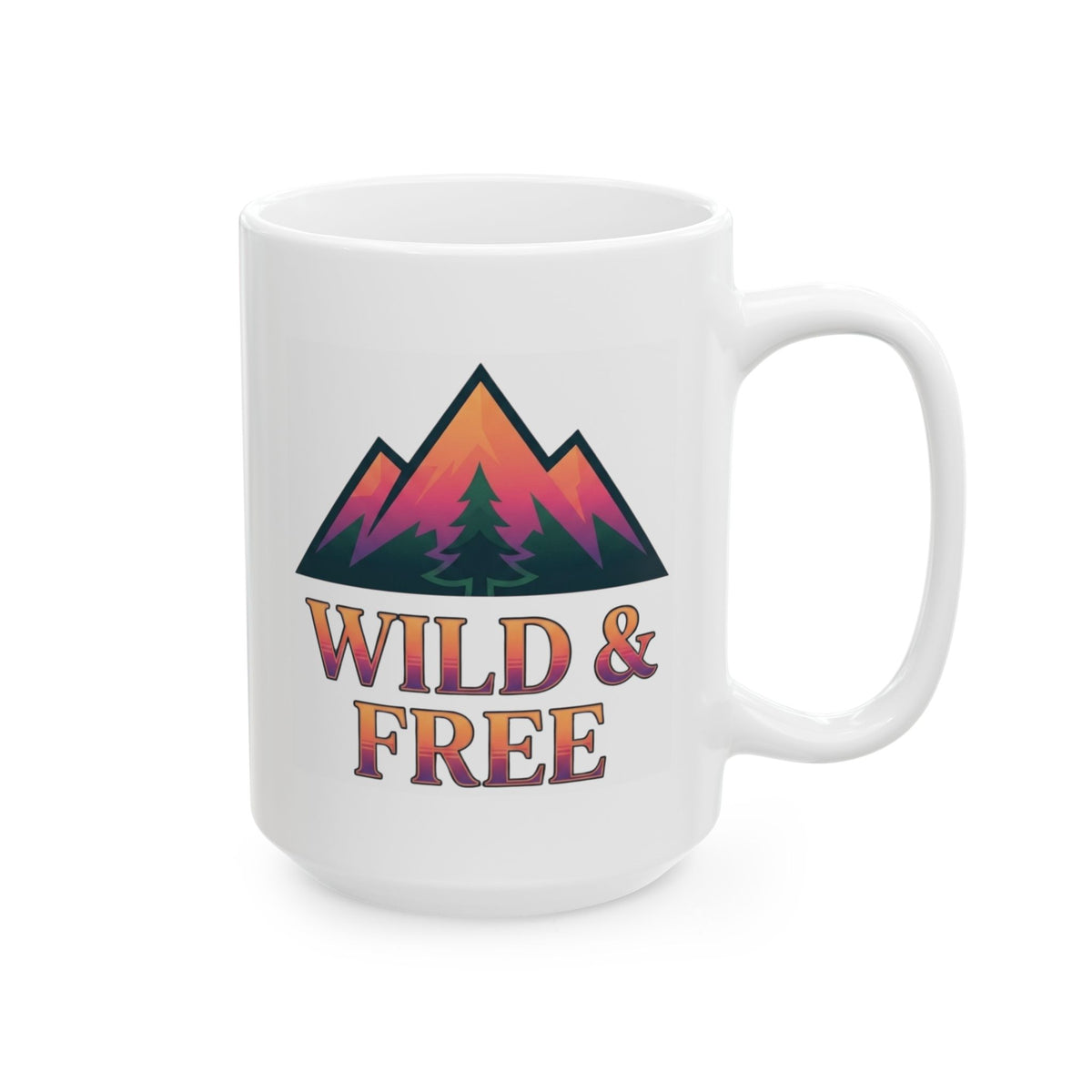 "Wild & Free" White Ceramic Mug — Graphic