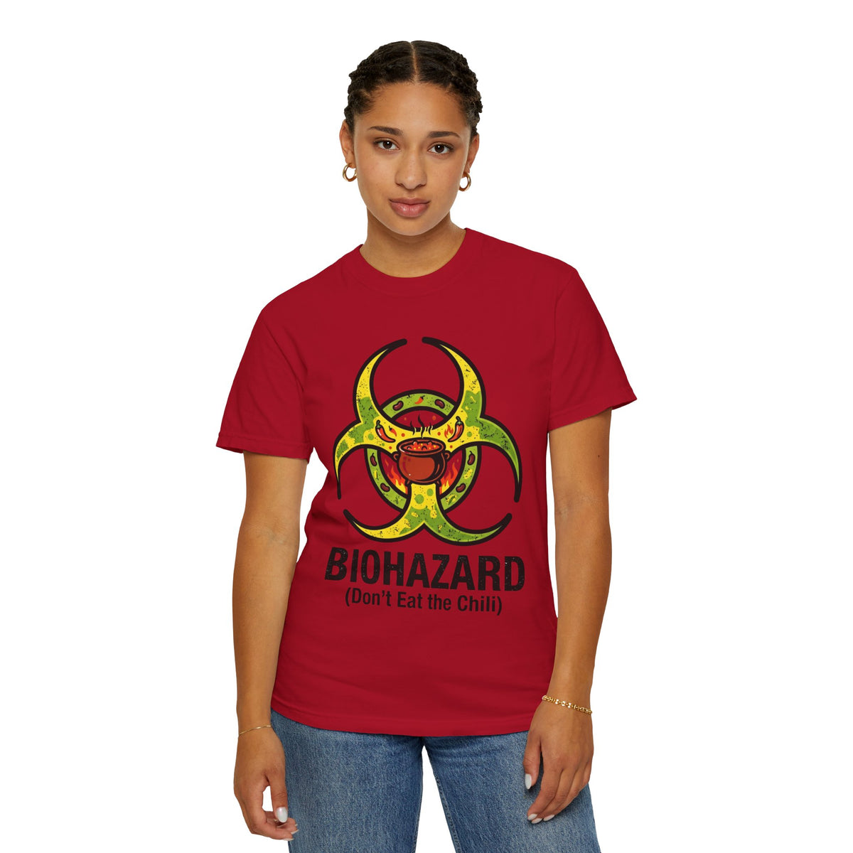 Color: Red | Bio Hazard Unisex Garment-Dyed Tee