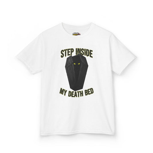 Color: White | Step Inside My Death Bed Kids Tee