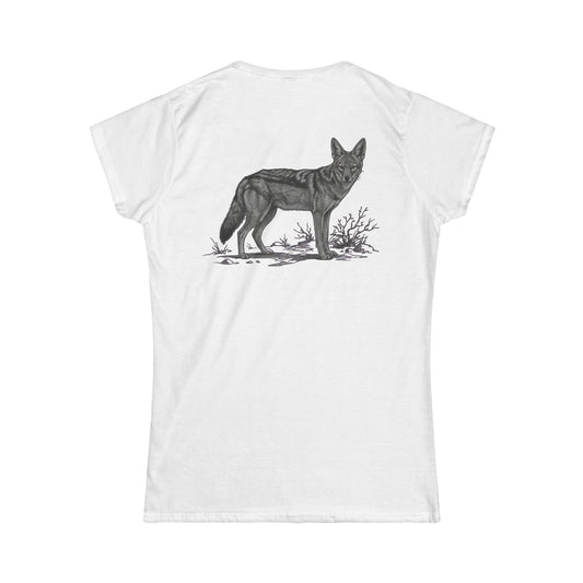 Color: White | Pencil Sketch Art Coyote Women's Tee