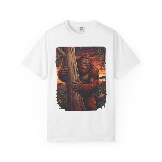 Color: White | Yowie (Australian Folklore) Unisex Garment-Dyed Tee