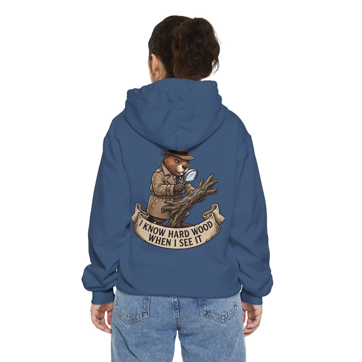 Color: True Navy | I Know Hard Wood Garment-Dyed Hoodie