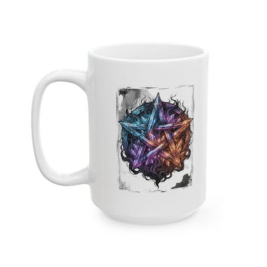 "Cosmic Spectrum Pentacle" White Ceramic Mug