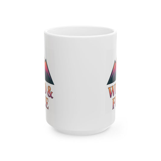 "Wild & Free" White Ceramic Mug — Graphic
