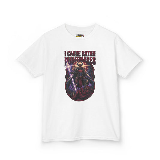 Color: White | I Cause Satan Nightmares Kids Tee