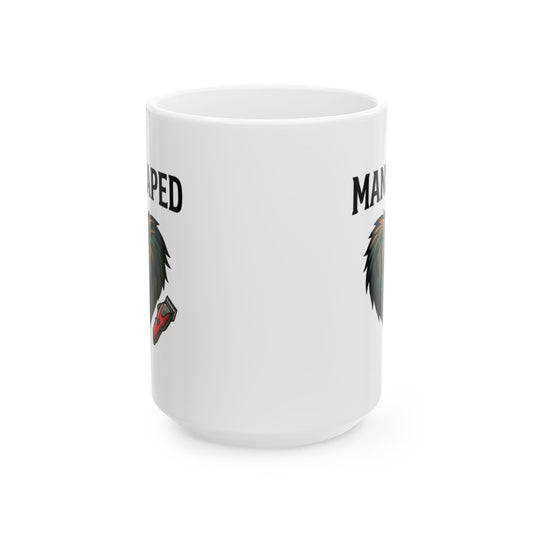 "Manscaped for the Full Moon" White Ceramic Mug — Graphic