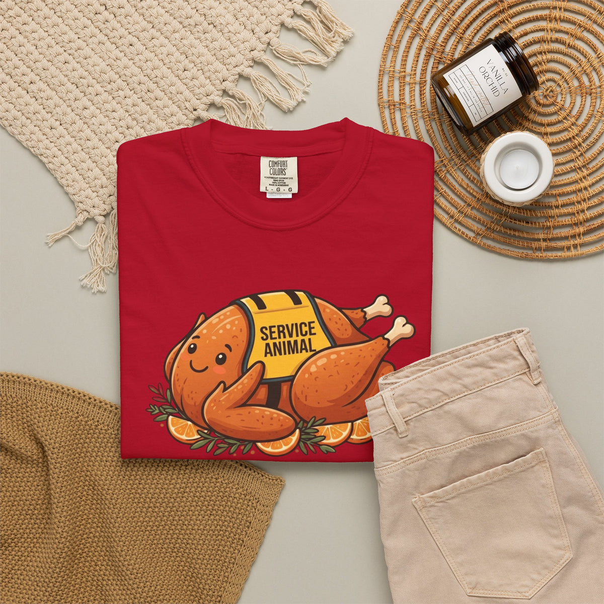 "Emotional Support Turkey" Unisex Garment-Dyed Tee