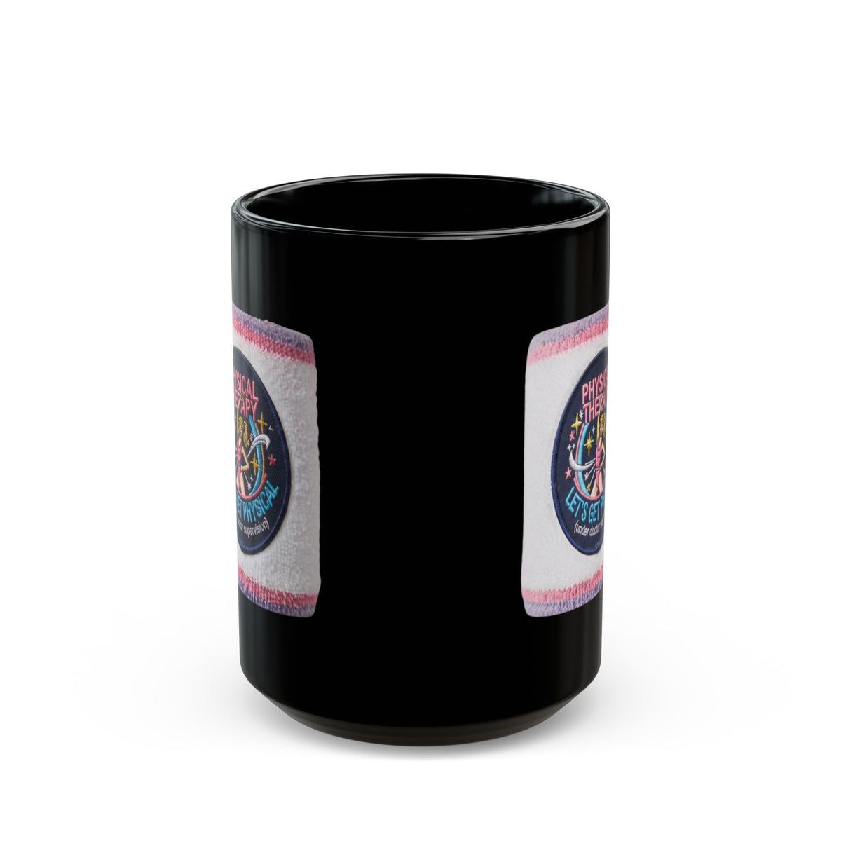 "Let's Get Physical" Black Ceramic Mug