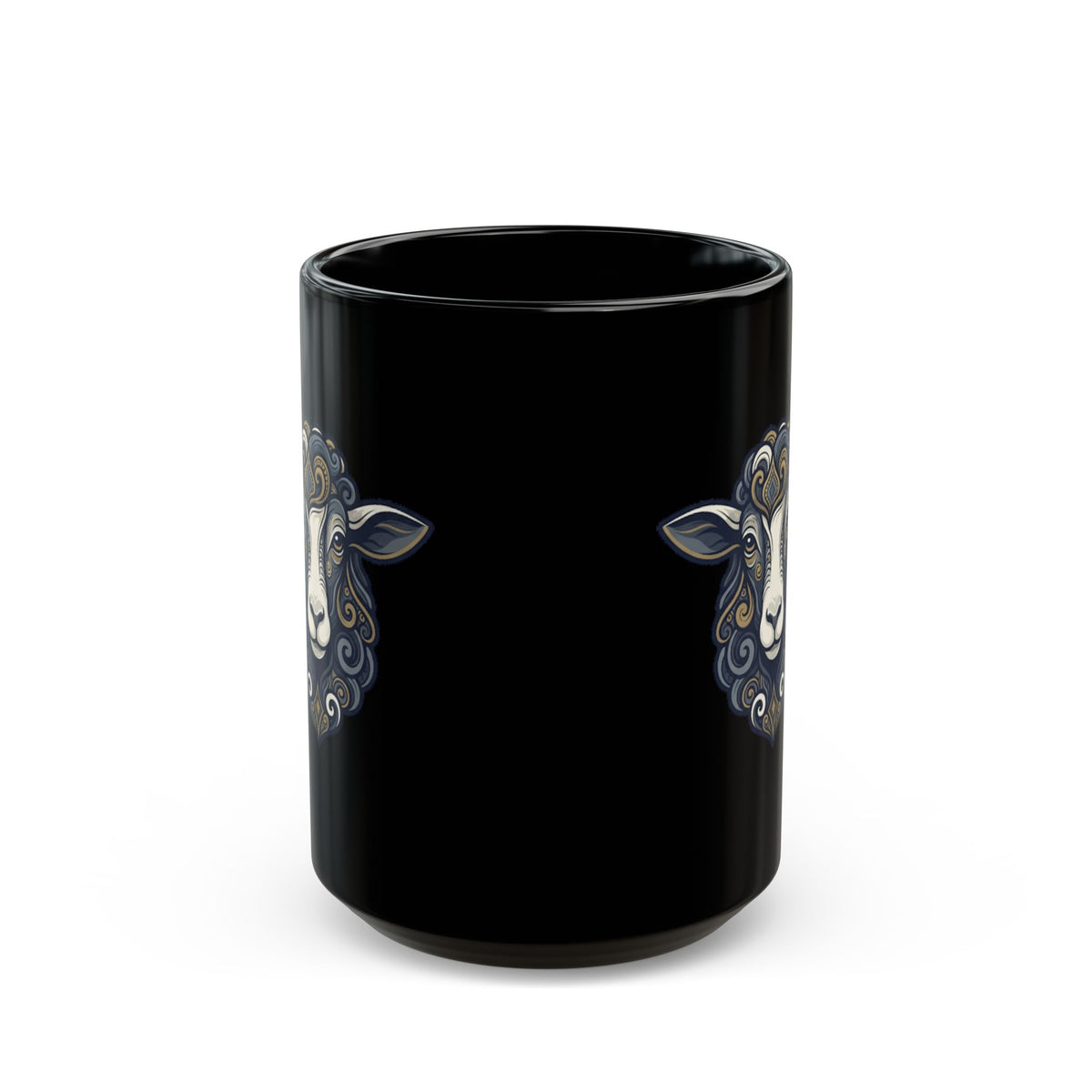 "Barnyard Sheep" Black Ceramic Mug — Graphic