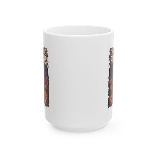 "The Hills Have Pumpkins" White Ceramic Mug