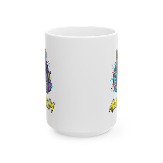 "Keep Calm And Blame The Algorithm" White Ceramic Mug — Graphic