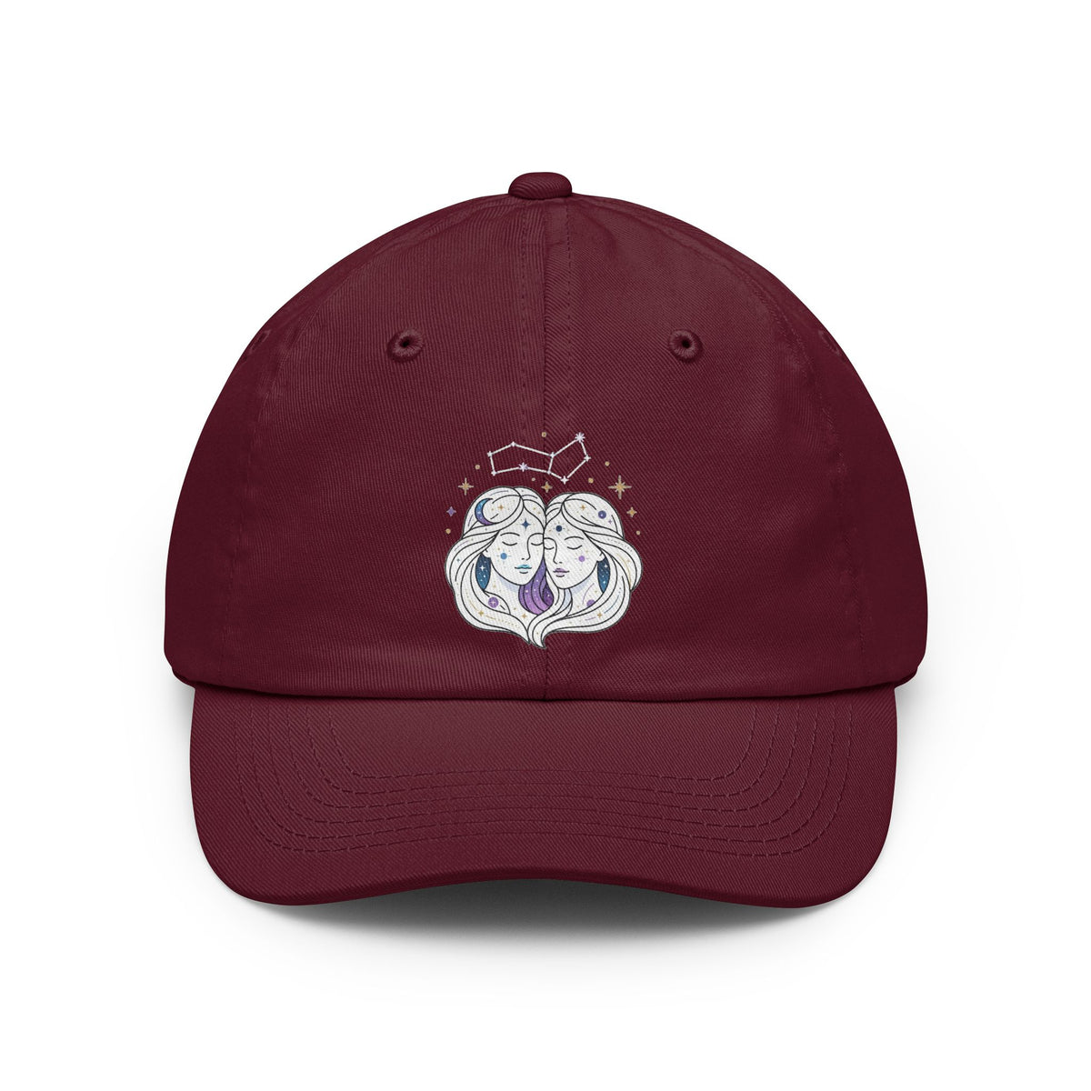 Color: Maroon | Gemini The Celestial Twins Dad Hat — Graphic