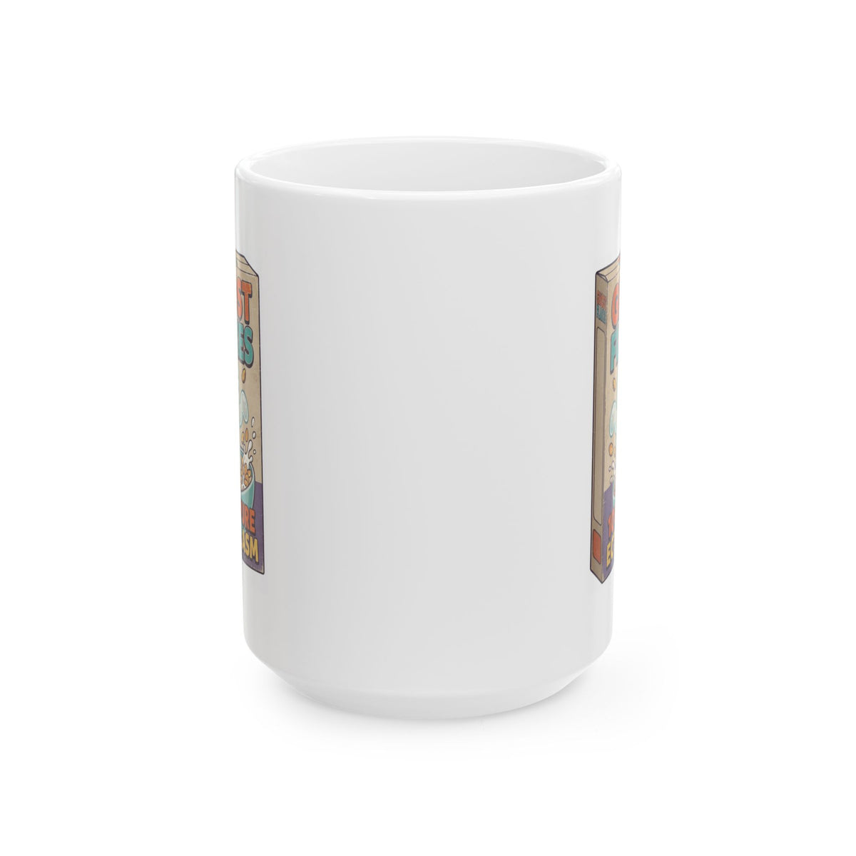 "Ghost Flakes" White Ceramic Mug