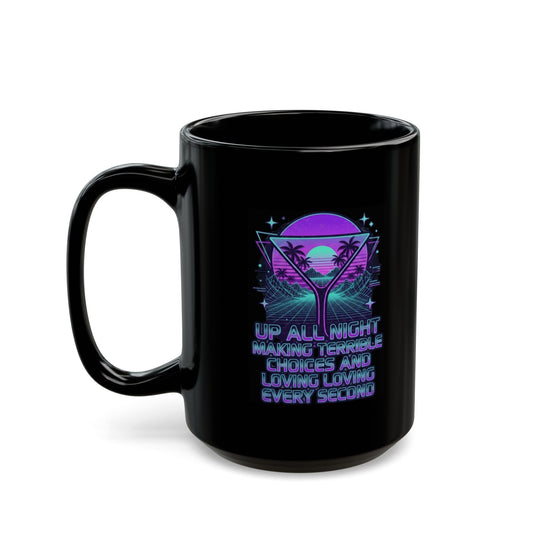 "Up All Night" Black Ceramic Mug