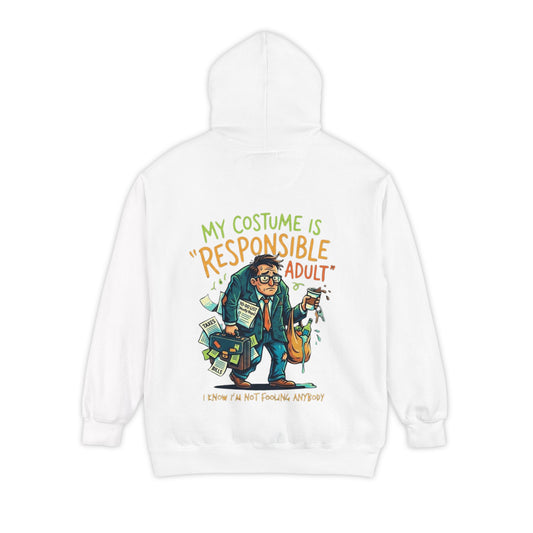 Color: White | Responsible Adult Costume Garment-Dyed Hoodie