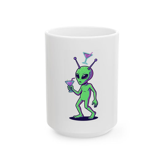 "Drunk Alien" White Ceramic Mug