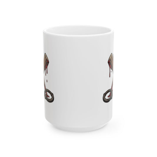 "Pound Your Stake In Me" White Ceramic Mug — Graphic