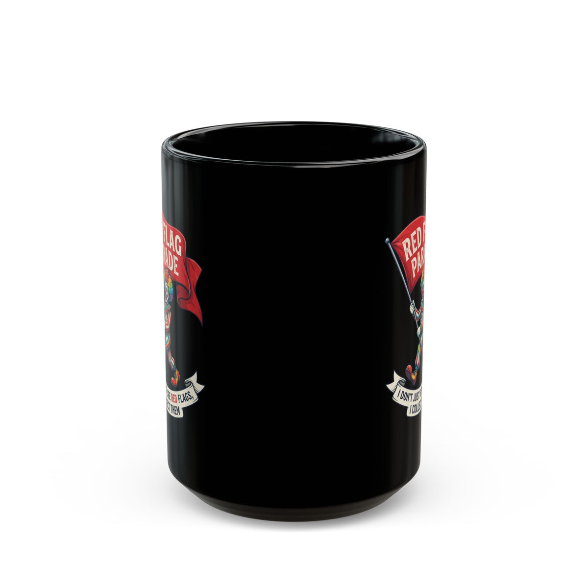 "Red Flag Parade" Black Ceramic Mug
