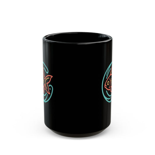 "Go Fish" Black Ceramic Mug — Graphic
