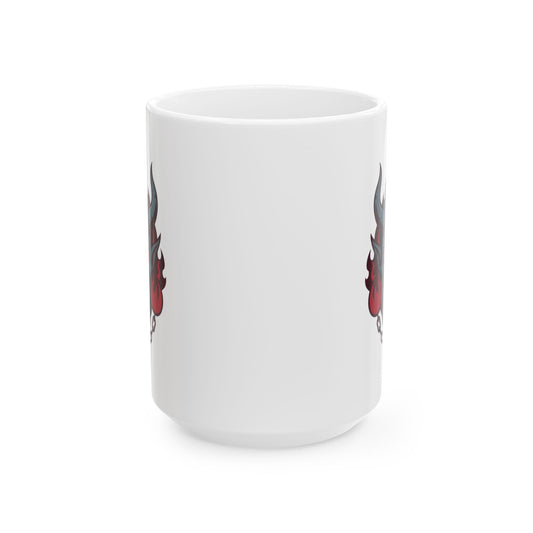 "Damned" White Ceramic Mug — Graphic