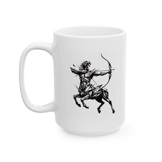 "Sagittarius The Archer Centaur" White Ceramic Mug — Graphic
