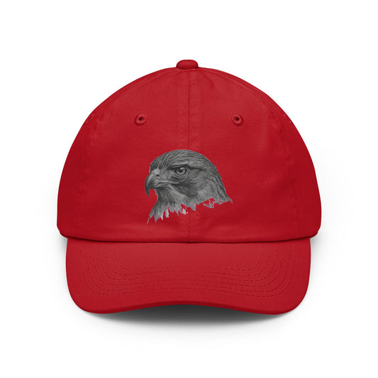 Color: Red | Pencil Sketch Art Red-Tailed Hawk Dad Hat