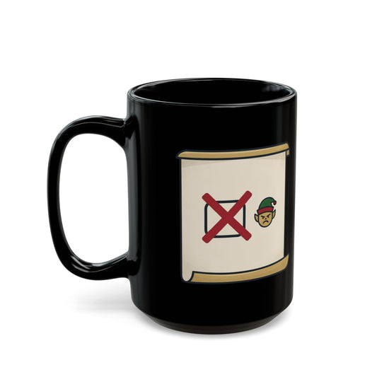 "Checking It Twice" Black Ceramic Mug — Graphic