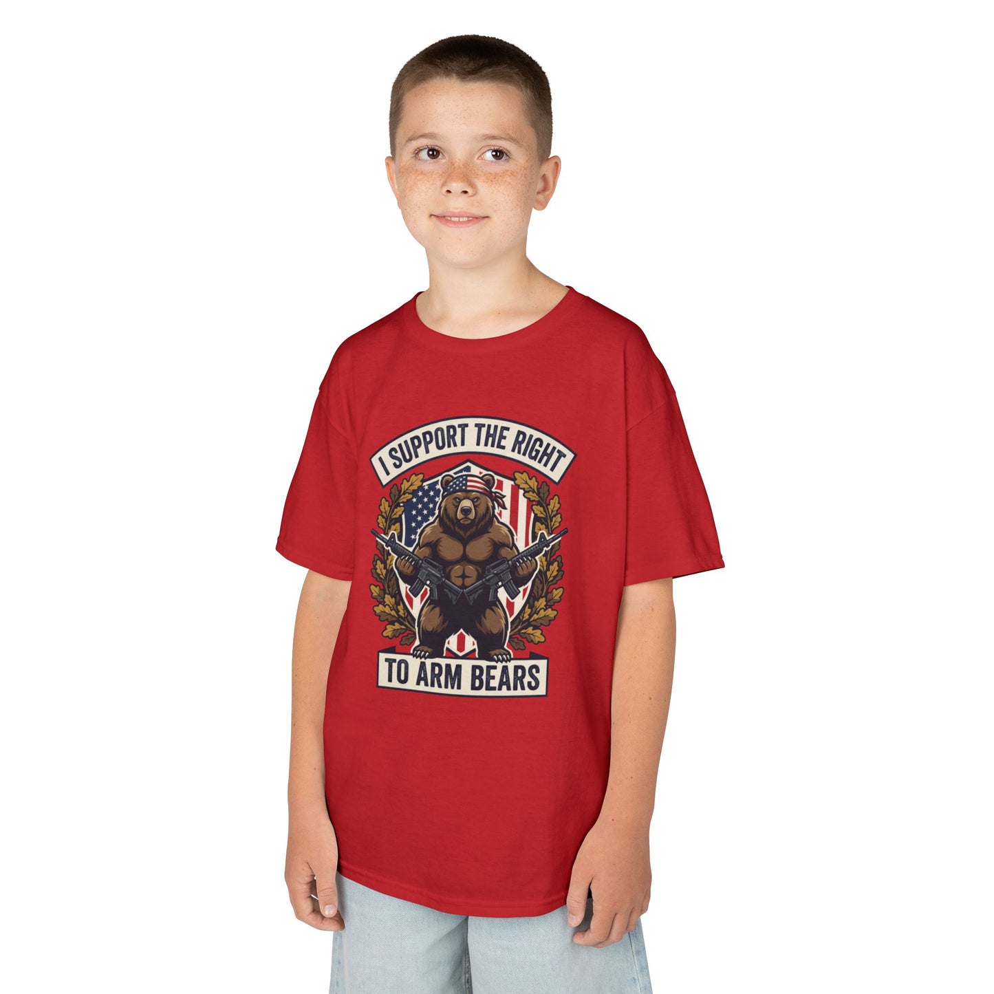 Kids T‑Shirt — "I Support The Right To Arm Bears" Patriotic Bear Graphic Tee