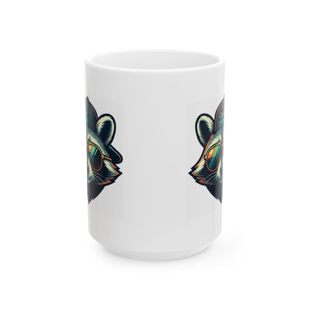 "Raccoon Energy" White Ceramic Mug — Graphic