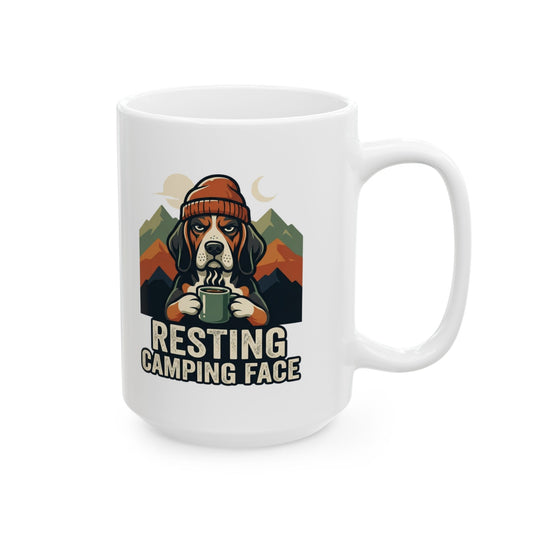"Resting Camping Face" White Ceramic Mug