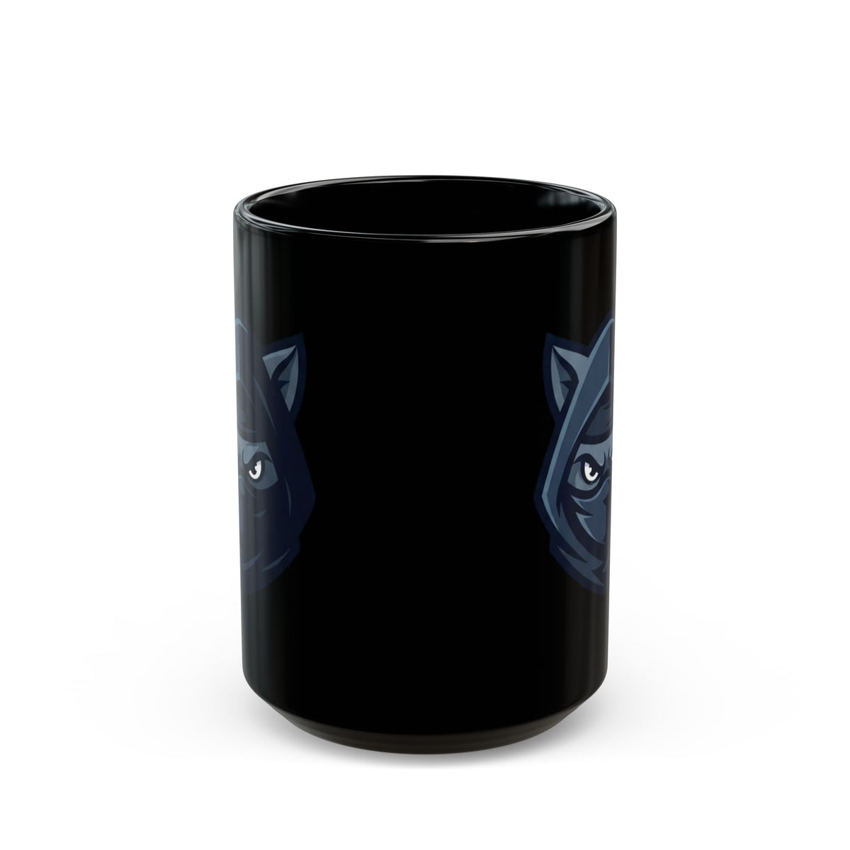 "Ninja Cat Credible" Black Ceramic Mug — Graphic