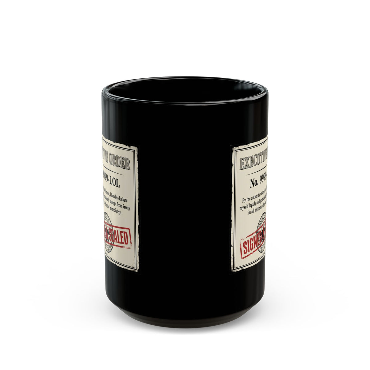 "Irony Free" Black Ceramic Mug