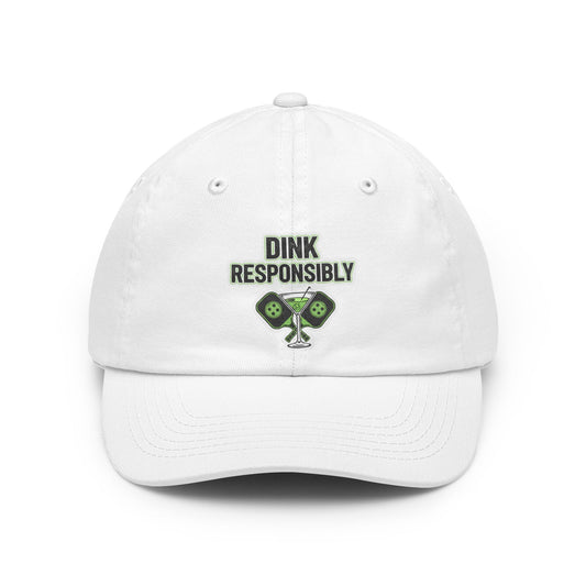 Color: White | Dink Responsibly | Dad Hat — AttitudeShirts