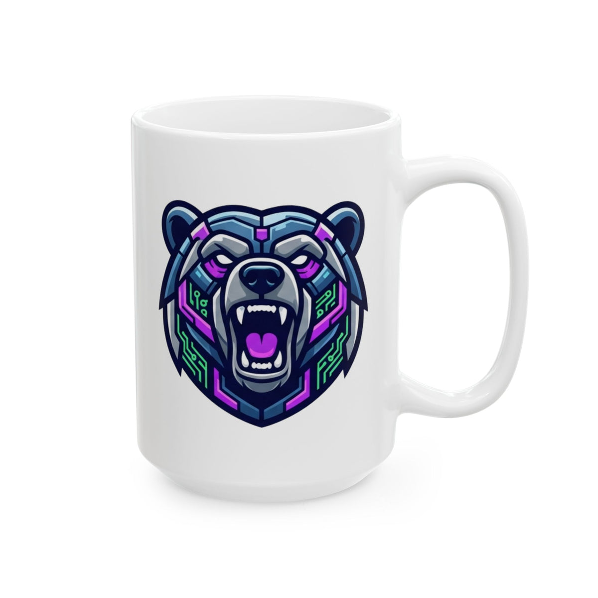 "Cyber Bear" White Ceramic Mug — Graphic