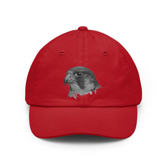 Color: Red | Pencil Sketch Art Falcon Dad Hat — Graphic