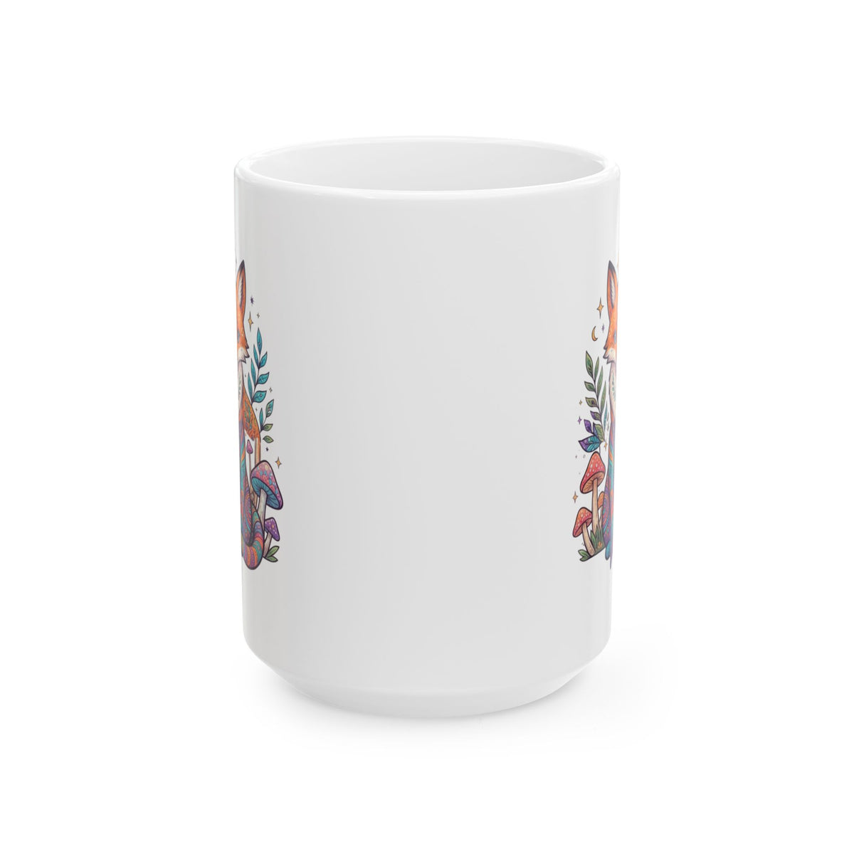"Hippy Fox" White Ceramic Mug