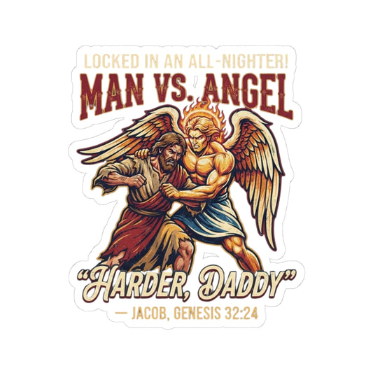 "Good Book Series Man vs Angel" Sticker — Main