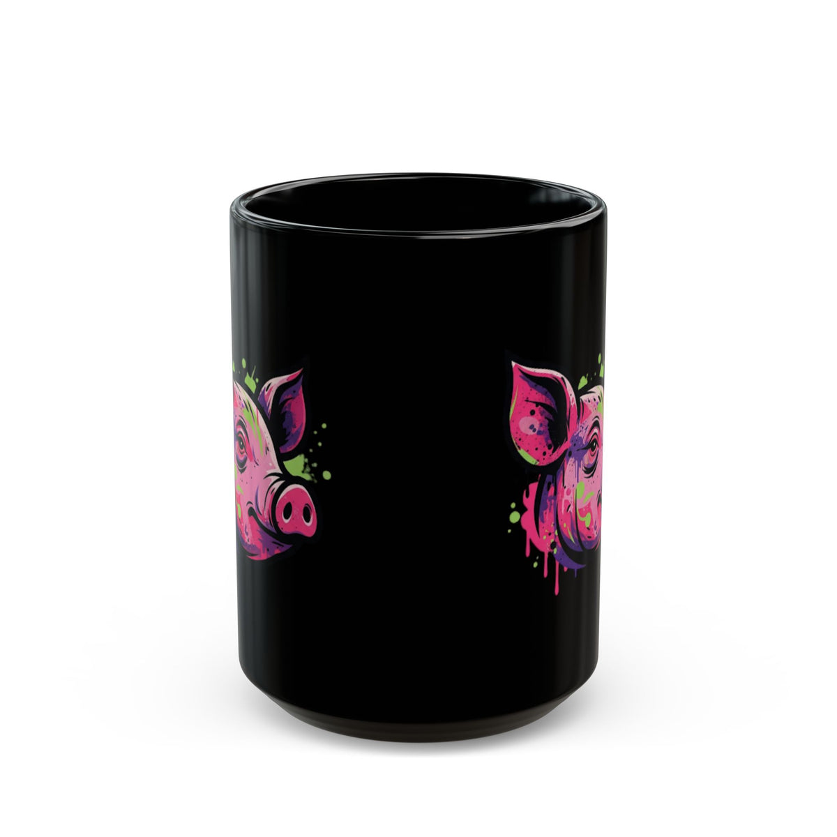 "Barnyard Pig" Black Ceramic Mug — Graphic
