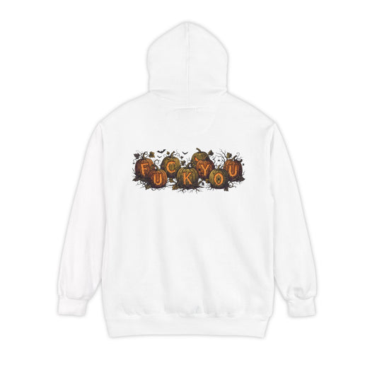 Color: White | Pumpkin FU Garment-Dyed Hoodie