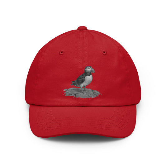 Color: Red | Pencil Sketch Art Puffin Dad Hat